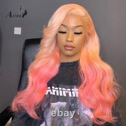 Ombre Pink 613 Lace Frontal Human Hair Wig Pre Plucked Body Wave Women Brazilian
