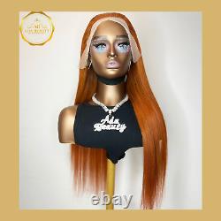 Orange 13x4 Straight Lace Front Wigs Brazilian 100% Human Hair Wigs Preplucked