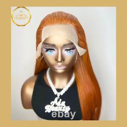 Orange 13x4 Straight Lace Front Wigs Brazilian 100% Human Hair Wigs Preplucked