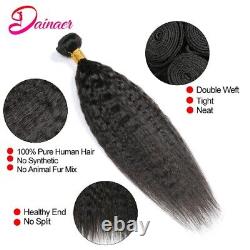 Peruvian Kinky Straight Bundles With 13x4 Lace Frontal Human Hair With Closure