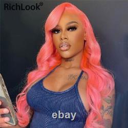 Pink Body Wave Brazilian 13x4 Lace Frontal Human Hair Wigs For Women Pre Plucked