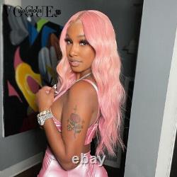 Pink Colored Body Wave Lace Frontal Human Hair Wigs For Summer Party Lace Wigs