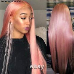 Pink Lace Frontal Human Hair Wigs Bone Straight Human Transparent Pre Plucked