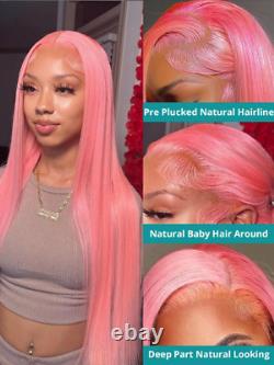 Pink Wig Bone Straight 13x4 Glueless Human Hair Lace Frontal Wig Brazilian Pink