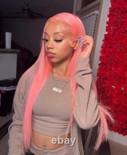 Pink Wig Bone Straight 13x4 Glueless Human Hair Lace Frontal Wig Brazilian Pink
