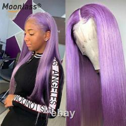 Purple Lace Frontal Human Hair Wig 4x4 Lace Closure Wig Straight HD Transparent