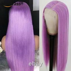 Purple Lace Frontal Human Hair Wig 4x4 Lace Closure Wig Straight HD Transparent