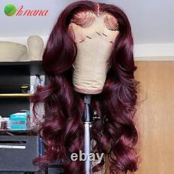 Red Burgundy Body Wave Lace Front Human Hair Wigs Women Pre-Plucked Transparent
