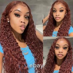 Reddish Brown 13x4Deep Curly Lace Front Wig 360 Full Lace Frontal Human Hair Wig