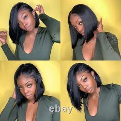 Short Bob Lace Frontal Wig HD Closure Human Hair Wigs Bleached Knots Pre Plucked