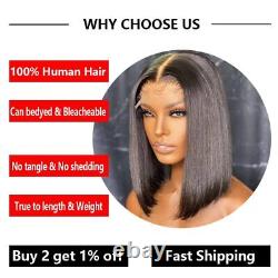 Short Bob Straight Human Hair Wig Pre Plucked 13x4 Transparent Lace Frontal Wig
