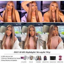 Straight Highlight Human Hair Wigs 13X4 Lace Frontal Wig Ombre Malaysian Wig