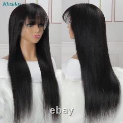 Straight Lace Front Wig With Bangs 13x4 Transparent Lace Frontal Wig Human Hair