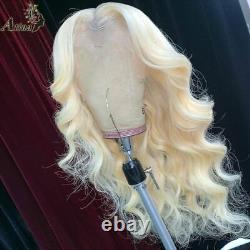 Transparent Blonde Lace Frontal Human Hair Wig Body Wave Glueless Pre Plucke