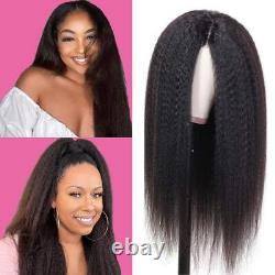 Transparent Lace Frontal Wig Human Hair 30 Inch Kinky Straight Wigs For Women