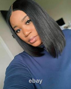 Transparent Short Lace Frontal Human Hair Wig Straight Remy Hair Wig Pre Plucked