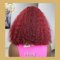 Water Wave Short Bob Burgundy Human Hair Wigs Wavy 13x4 Lace Frontal Wig Women