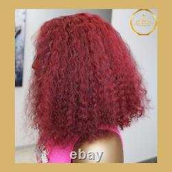 Water Wave Short Bob Burgundy Human Hair Wigs Wavy 13x4 Lace Frontal Wig Women